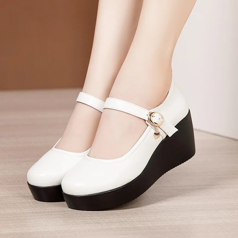 Leather Work Women Shoes - 6ซม.ขนาดเล็กขนาด32-43 Vintageตื้นBreathableหนังนุ่มMary Janes 2025ฤดูใบไม้ร่วงสตรีแบนแพลตฟอร์มรองเท้าสําหรับทํางานสํานักงานแม่