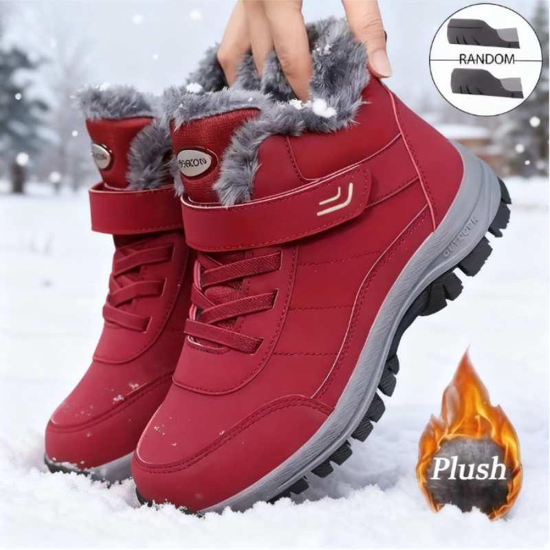 Leather Work Women Shoes - รองเท้าบูทฤดูหนาวสำหรับผู้หญิงลำลองเรียบง่ายสบายแพลตฟอร์มรองเท้าบูทขนสัตว์ข้อเท้ากันลื่นพื้นรองเท้านุ่มทำงานให้ความอบอุ่นรองเท้าจัดส่งฟรี