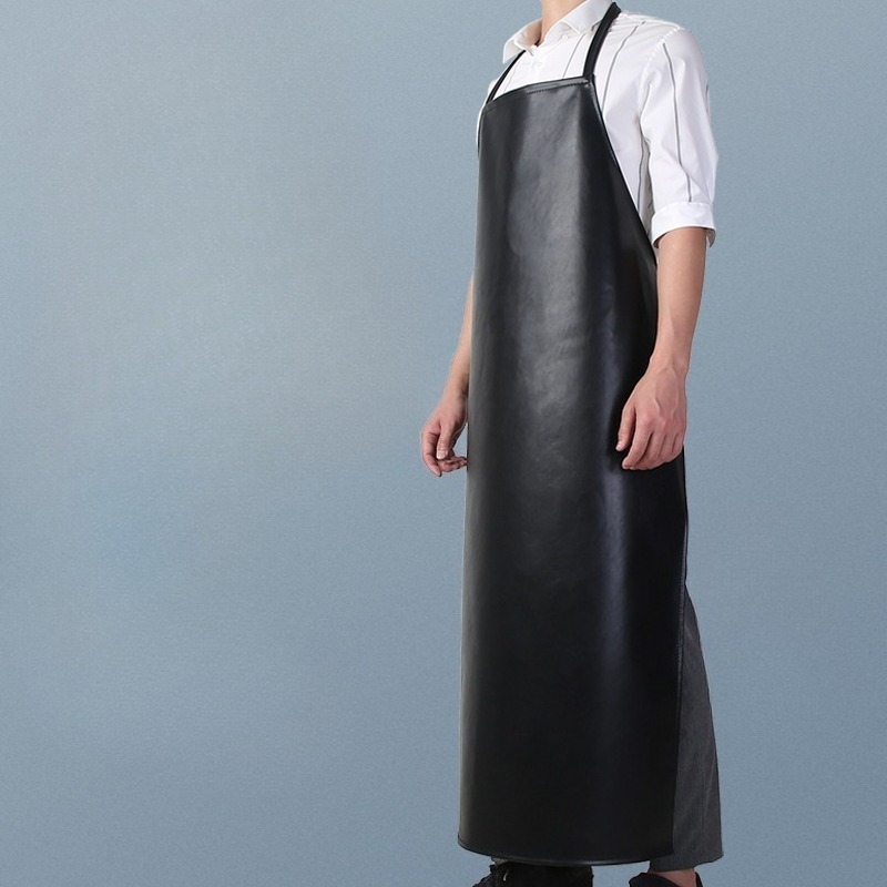 Leatherwork Apron - ผ้ากันเปื้อนหนังนิ่มสีดำ ทนทานต่อการสึกหรอ ปรับขนาดเอวได้ สำหรับผู้ใหญ่ กันน้ำ กันน้ำมัน