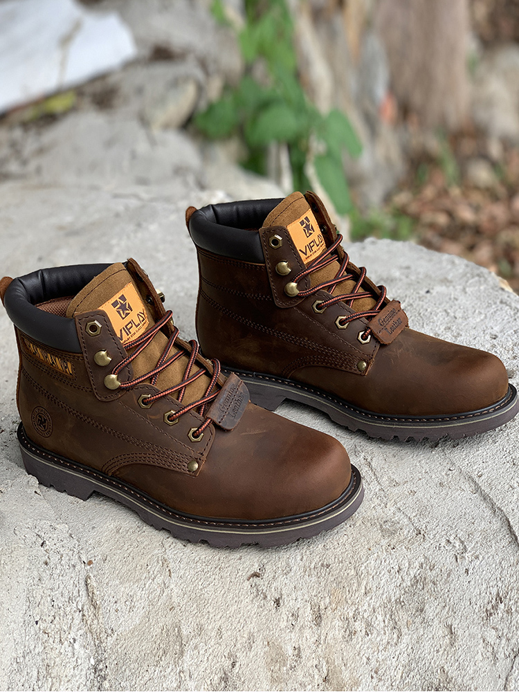Leather Work Western - หนังแท้ผู้ชายคลาสสิกรองเท้าบู๊ทผู้ชายรองเท้าสบายๆรองเท้าบู๊ตรถจักรยานยนต์ข้อเท้า Antislip Comfy รองเท้า Western สไตล์
