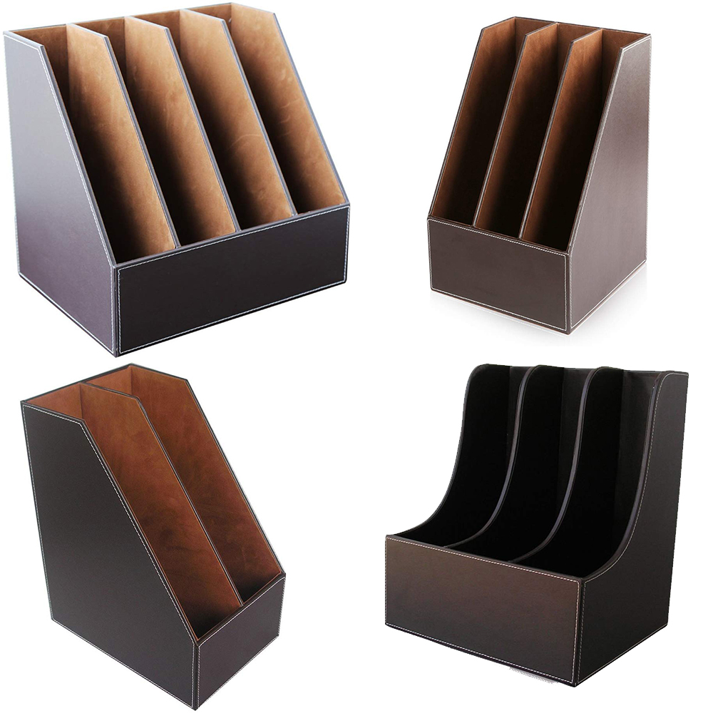 Leather Work Folder - XRHYY 2/3/4 สล็อต Simple Houseware หนังเดสก์ท็อปแนวตั้งแฟ้มโฟลเดอร์