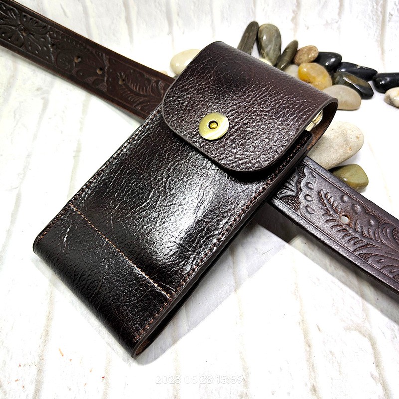Leatherwork Fasteners - กระเป๋าคาดเอวใส่โทรศัพท์มือถือหนังแท้2102DK สำหรับผู้ชาย, กระเป๋าคาดเอวสำหรับ iPhone Samsung Huawei