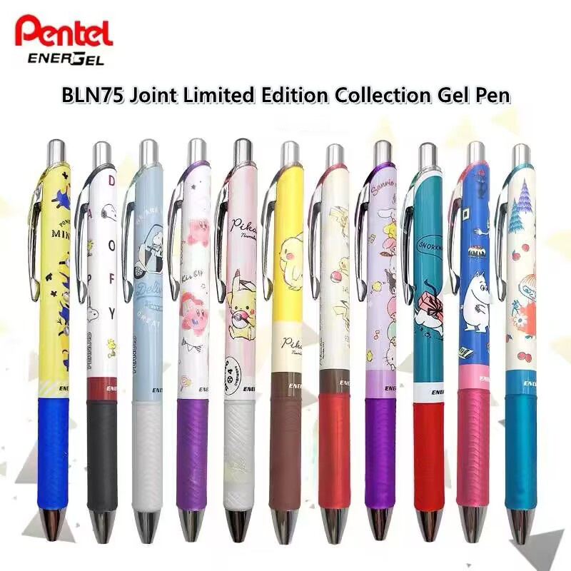 Pentel Pen Energel - 1ชิ้น BLN75เพนเทล pulpen GEL Hitam การ์ตูนน่ารักแบบแห้งเร็วคอลเลกชั่นเครื่องเขียนญี่ปุ่นสำหรับโรงเรียน