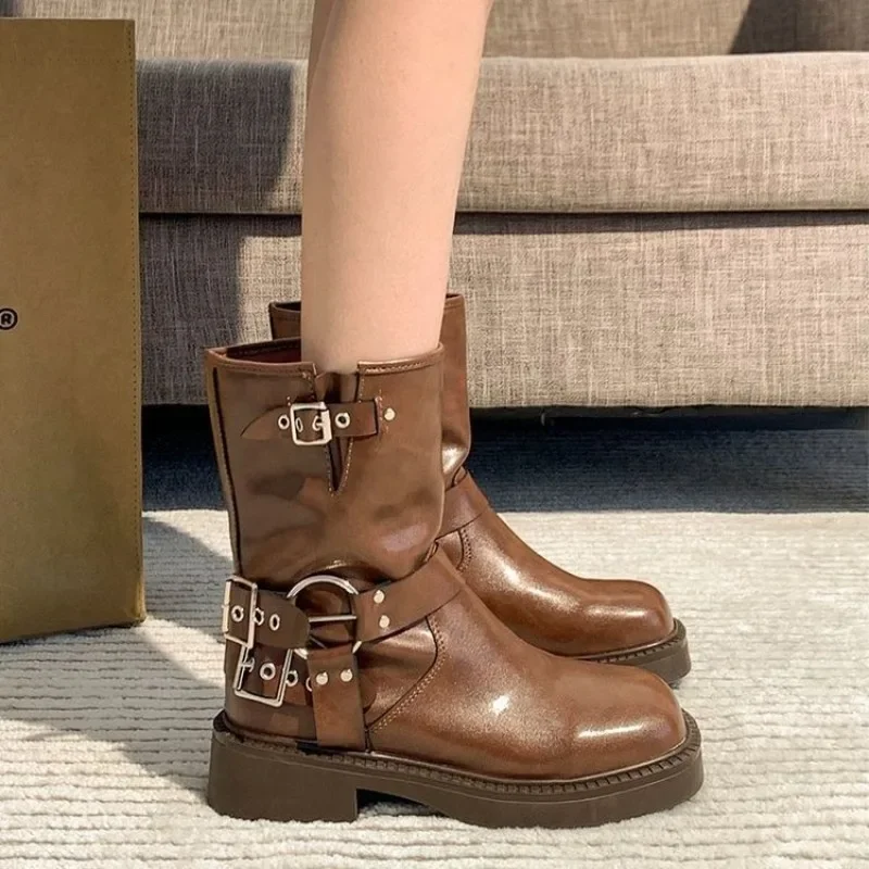 Leather Work Western - Women's Ankle Boots Autumn Work Fashion