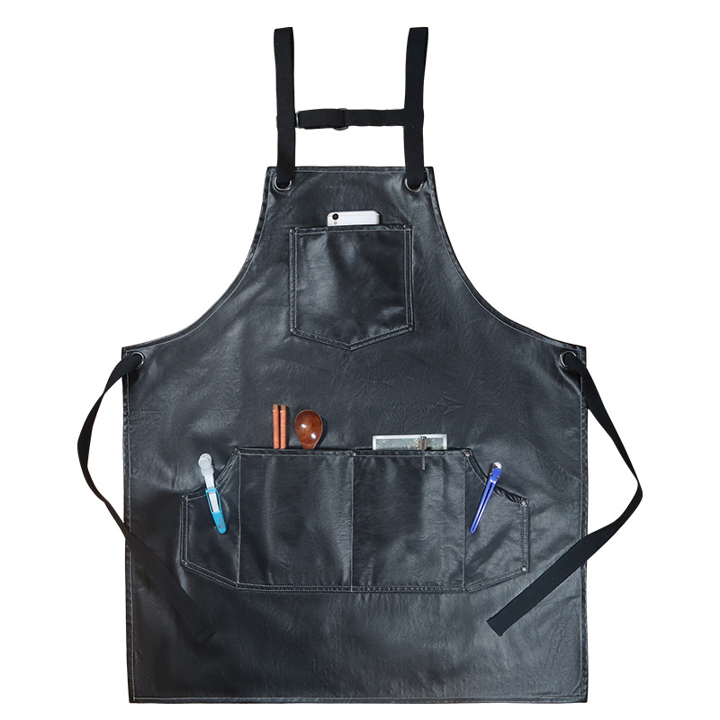 Leatherwork Apron - 2023ชุดเครื่องหนัง PU นิ่มราคาแพงสำหรับเซิร์ฟเวอร์สายเอี๊ยมสำหรับทำอาหารในห้องครัวอุปกรณ์ทำความสะอาดโลโก้ตามสั่ง