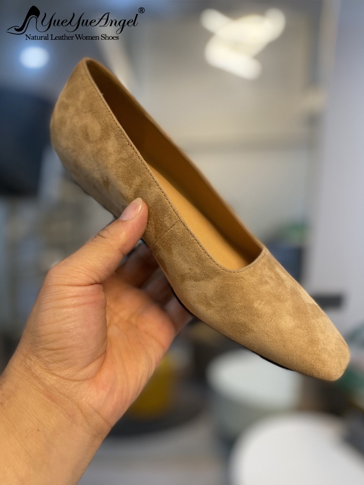Leather Work Women Shoes - รองเท้าส้นเตารีดหัวเหลี่ยมหนังแกะสำหรับสาวออฟฟิศ ดีไซน์หรูหรา สวมใส่สบาย ทำมือจากหนังแท้ เหมาะสำหรับผู้หญิงทำงาน
