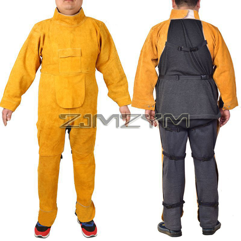 Leatherwork Apron - หนัง Cowhide เชื่อมชุดทํางานเสื้อผ้าป้องกันพิเศษ Anti Scalding หนังความปลอดภัยเครื่องเชื่อมชุดผ้ากันเปื้อนเปลวไฟ