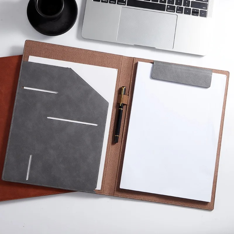 แฟ้มหนังสีดำขนาด A4 สำหรับประช - Leather Work Folder บทวิจารณ์และราคา