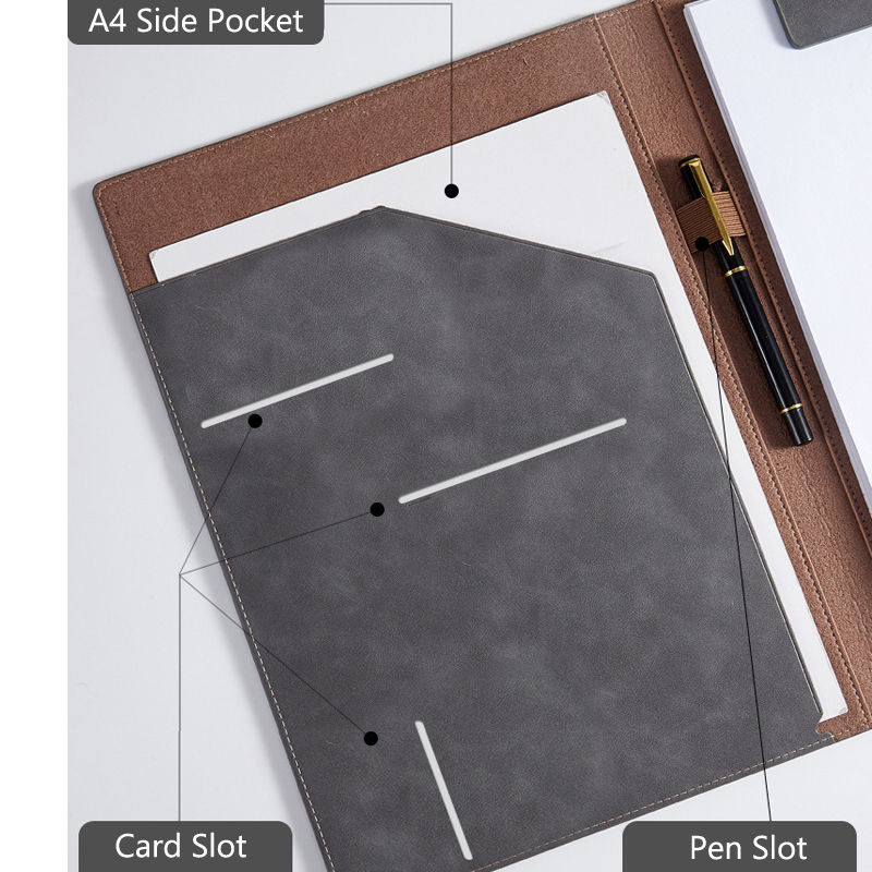 แฟ้มหนังสีดำขนาด A4 สำหรับประช - Leather Work Folder บทวิจารณ์และราคา