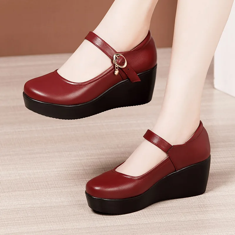 6ซม.ขนาดเล็กขนาด32-43 Vintageต - Leather Work Women Shoes บทวิจารณ์และราคา