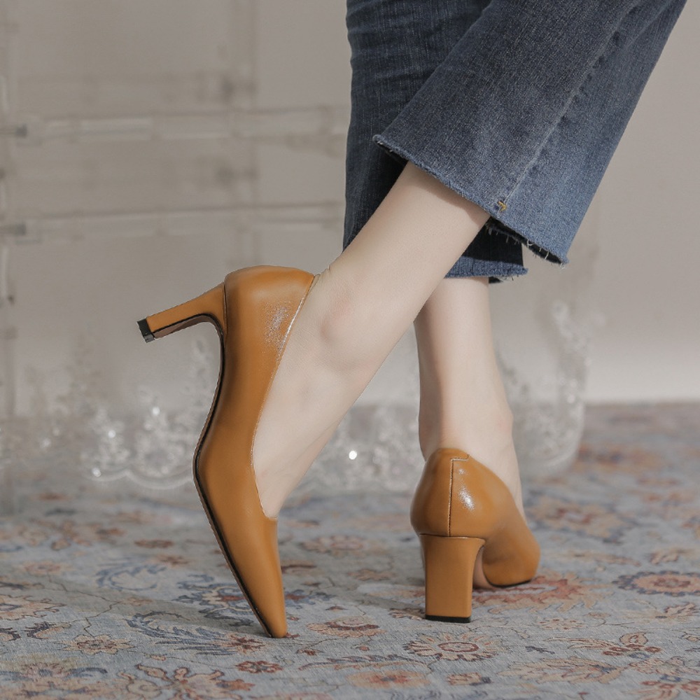 รองเท้าส้นสูงของผู้หญิงใหม่มือ - Leather Work Women Shoes บทวิจารณ์และราคา