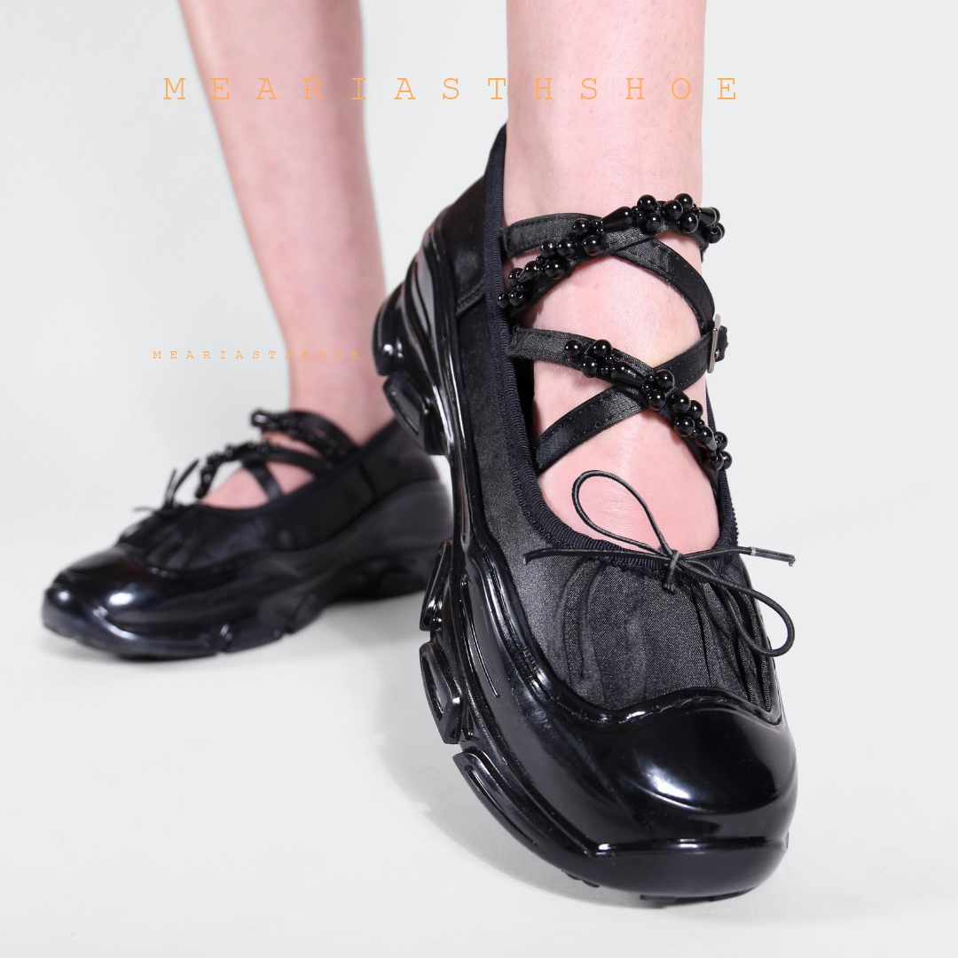 รองเท้าส้นเตี้ยสไตล์เกาหลีประด - Leather Work Women Shoes บทวิจารณ์และราคา