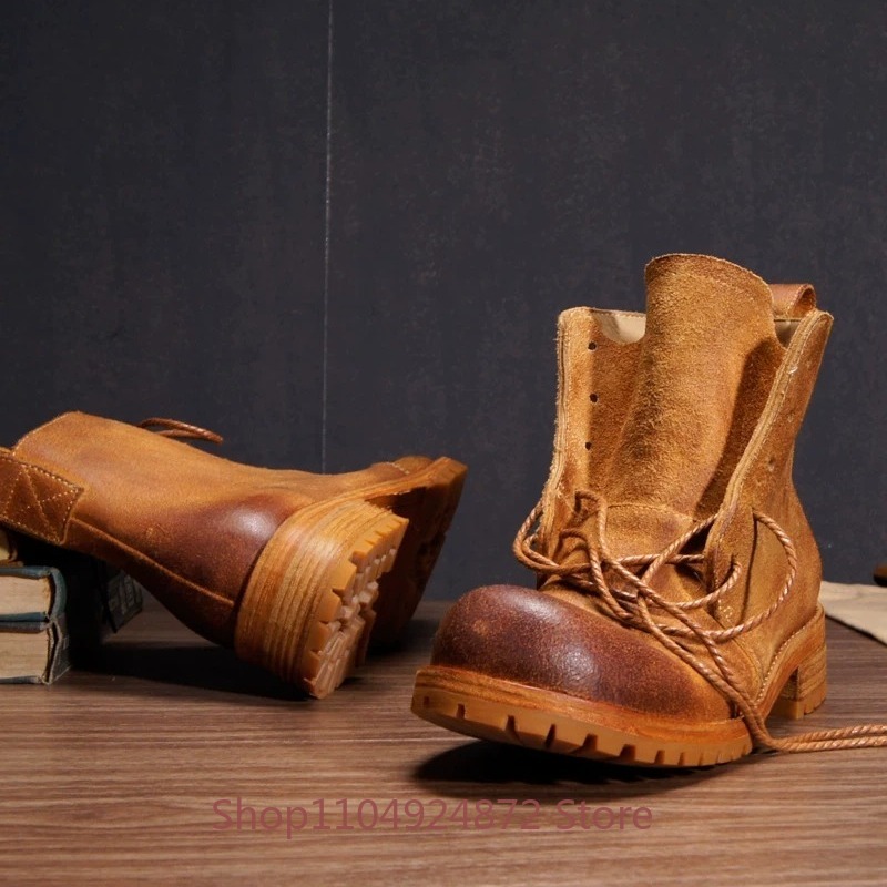 รองเท้าบูททะเลทรายสไตล์เรโทรทำ - Leather Work Western บทวิจารณ์และราคา