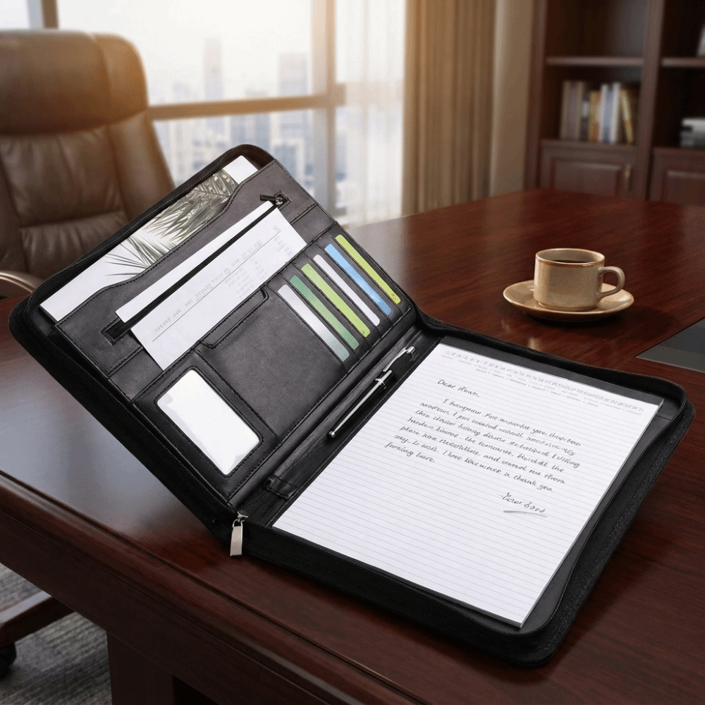 อุปกรณ์สำนักงาน A4 PU แฟ้มเอกส - Leather Work Folder บทวิจารณ์และราคา
