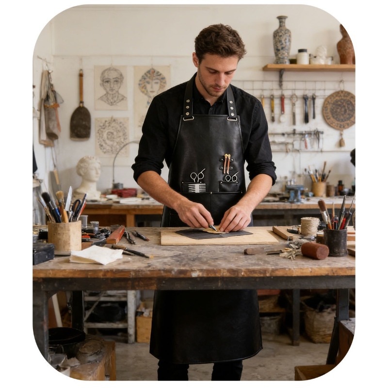 ผ้ากันเปื้อนหนัง PU นุ่ม สำหรั - Leatherwork Apron บทวิจารณ์และราคา