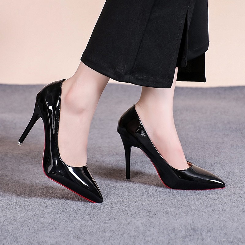 รองเท้าส้นสูงหัวแหลมหนังแก้วสไ - Leather Work Women Shoes บทวิจารณ์และราคา