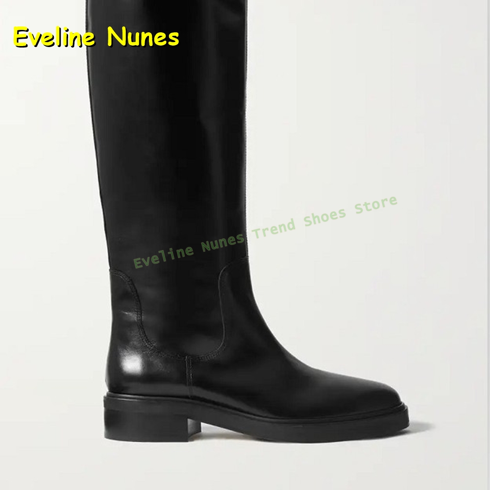รองเท้าบูทหนังสีดำทรงสูงถึงเข่ - Leather Work Women Shoes บทวิจารณ์และราคา