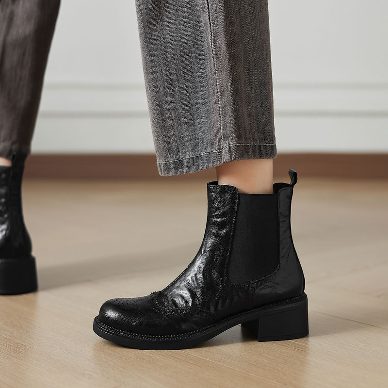 รองเท้าบูทฤดูใบไม้ร่วงใหม่สำหร - Leather Work Women Shoes บทวิจารณ์และราคา