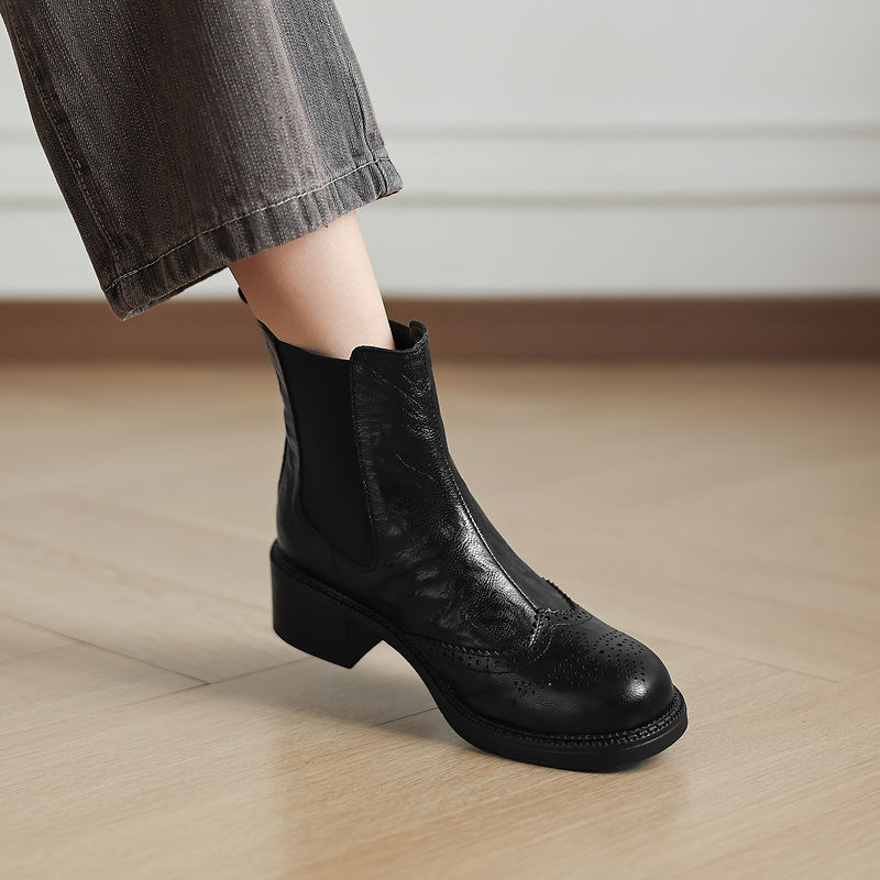 รองเท้าบูทฤดูใบไม้ร่วงใหม่สำหร - Leather Work Women Shoes บทวิจารณ์และราคา