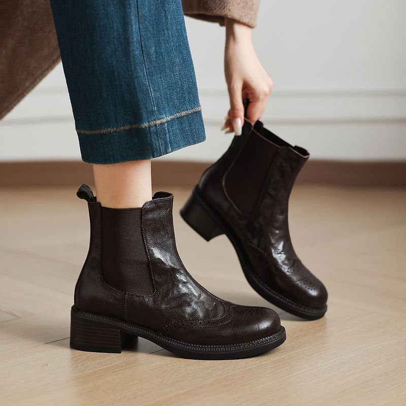 รองเท้าบูทฤดูใบไม้ร่วงใหม่สำหร - Leather Work Women Shoes บทวิจารณ์และราคา