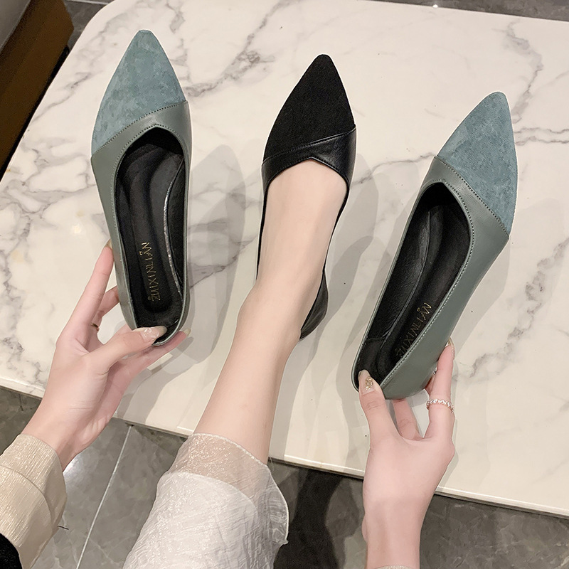 รองเท้าหนังสีดำแบบเรียบสำหรับผ - Leather Work Women Shoes บทวิจารณ์และราคา