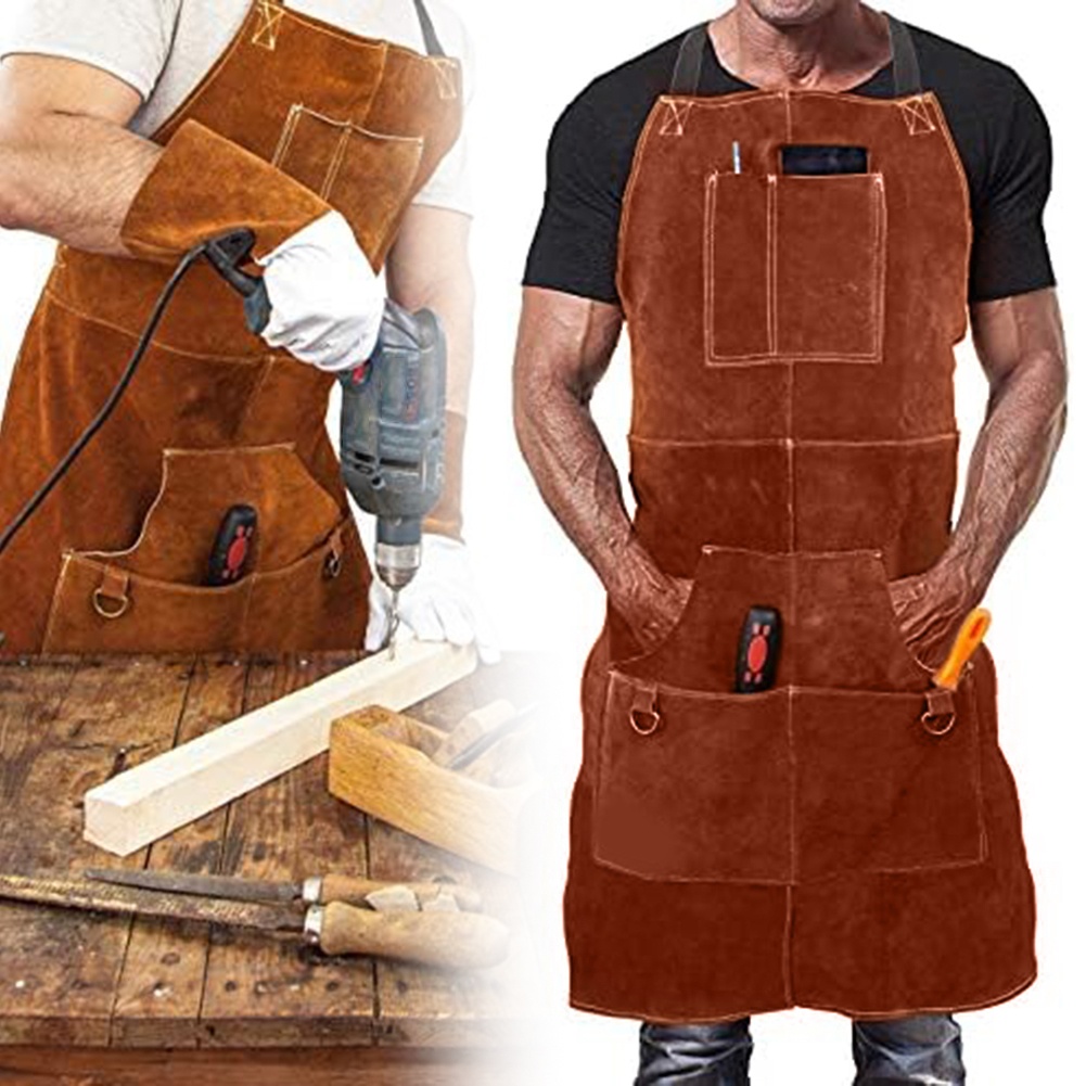 ผ้ากันเปื้อนหนังวัวสีน้ำตาลสำห - Leatherwork Apron บทวิจารณ์และราคา