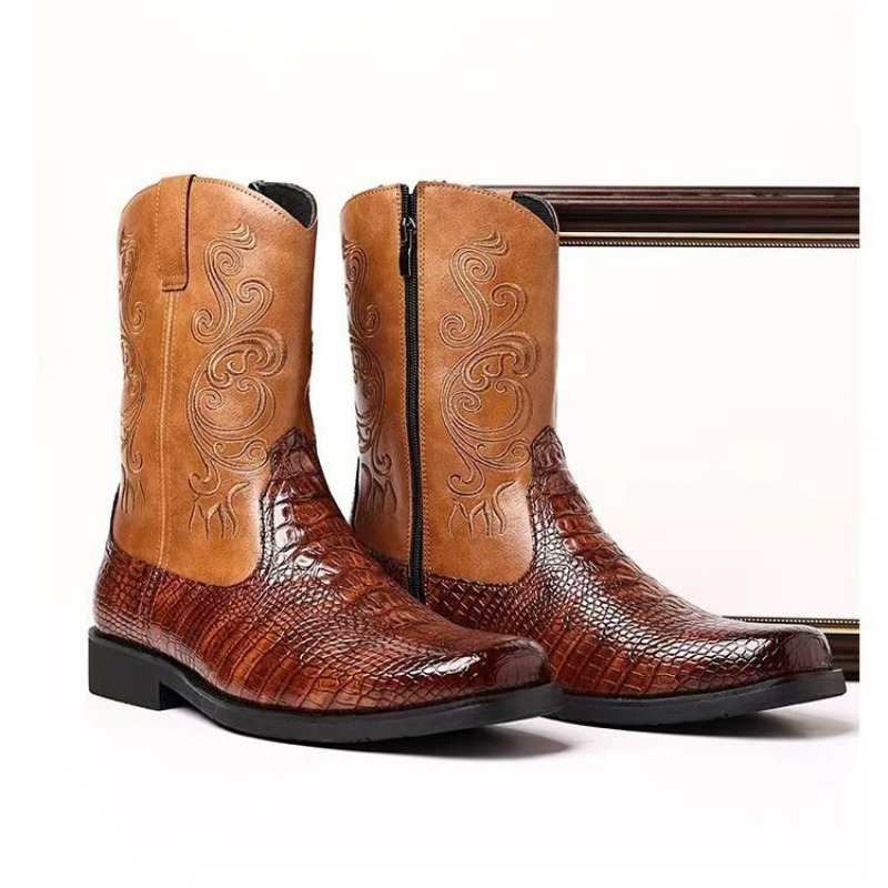 รองเท้าบูทผู้ชายปักลาย รองเท้า - Leather Work Western บทวิจารณ์และราคา