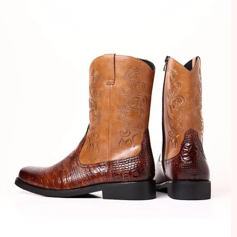 รองเท้าบูทผู้ชายปักลาย รองเท้า - Leather Work Western บทวิจารณ์และราคา