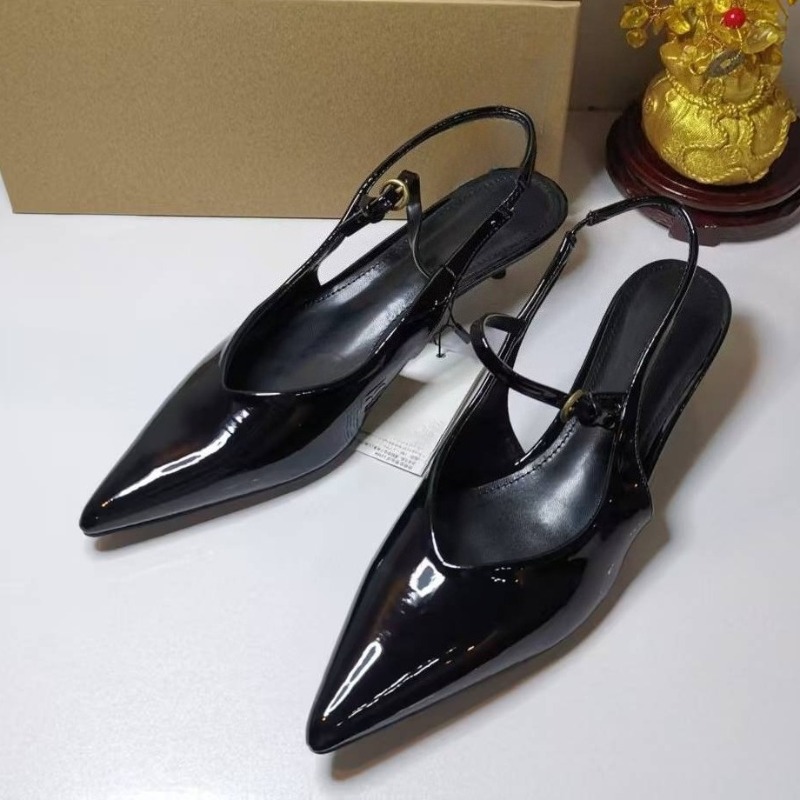 รองเท้าส้นกลางแบบสวมเปิดส้น ดี - Leather Work Women Shoes บทวิจารณ์และราคา