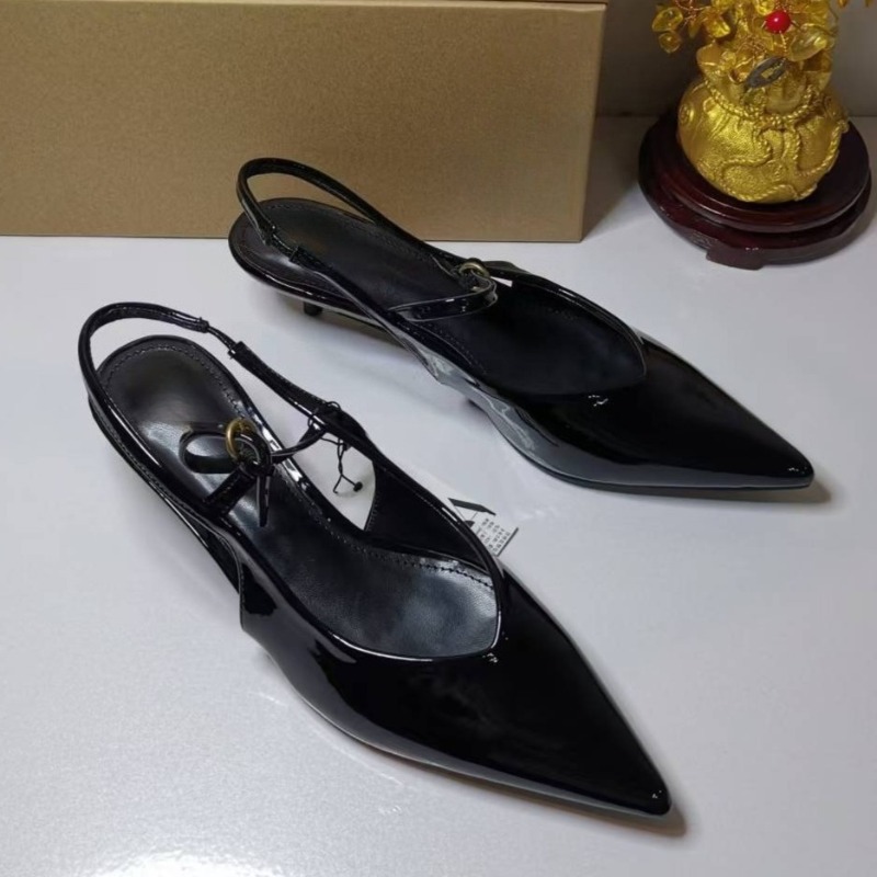รองเท้าส้นกลางแบบสวมเปิดส้น ดี - Leather Work Women Shoes บทวิจารณ์และราคา