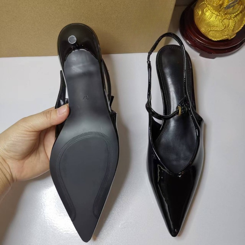 รองเท้าส้นกลางแบบสวมเปิดส้น ดี - Leather Work Women Shoes บทวิจารณ์และราคา