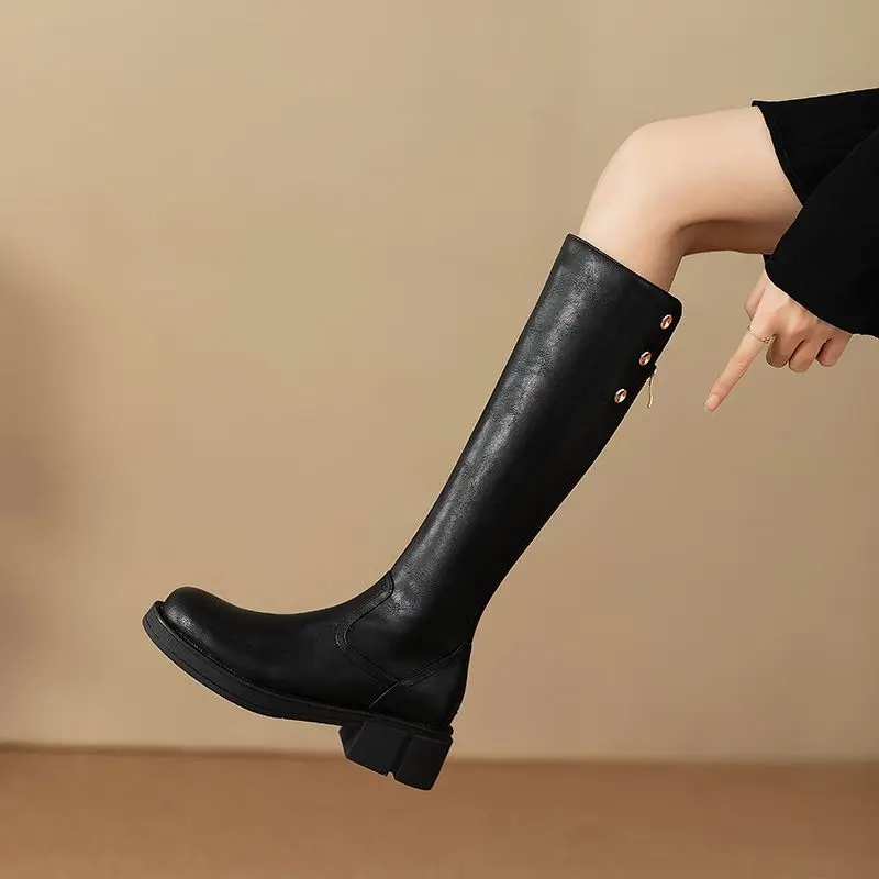 รองเท้าบูทผู้หญิงทรงสูงถึงเข่า - Leather Work Women Shoes บทวิจารณ์และราคา